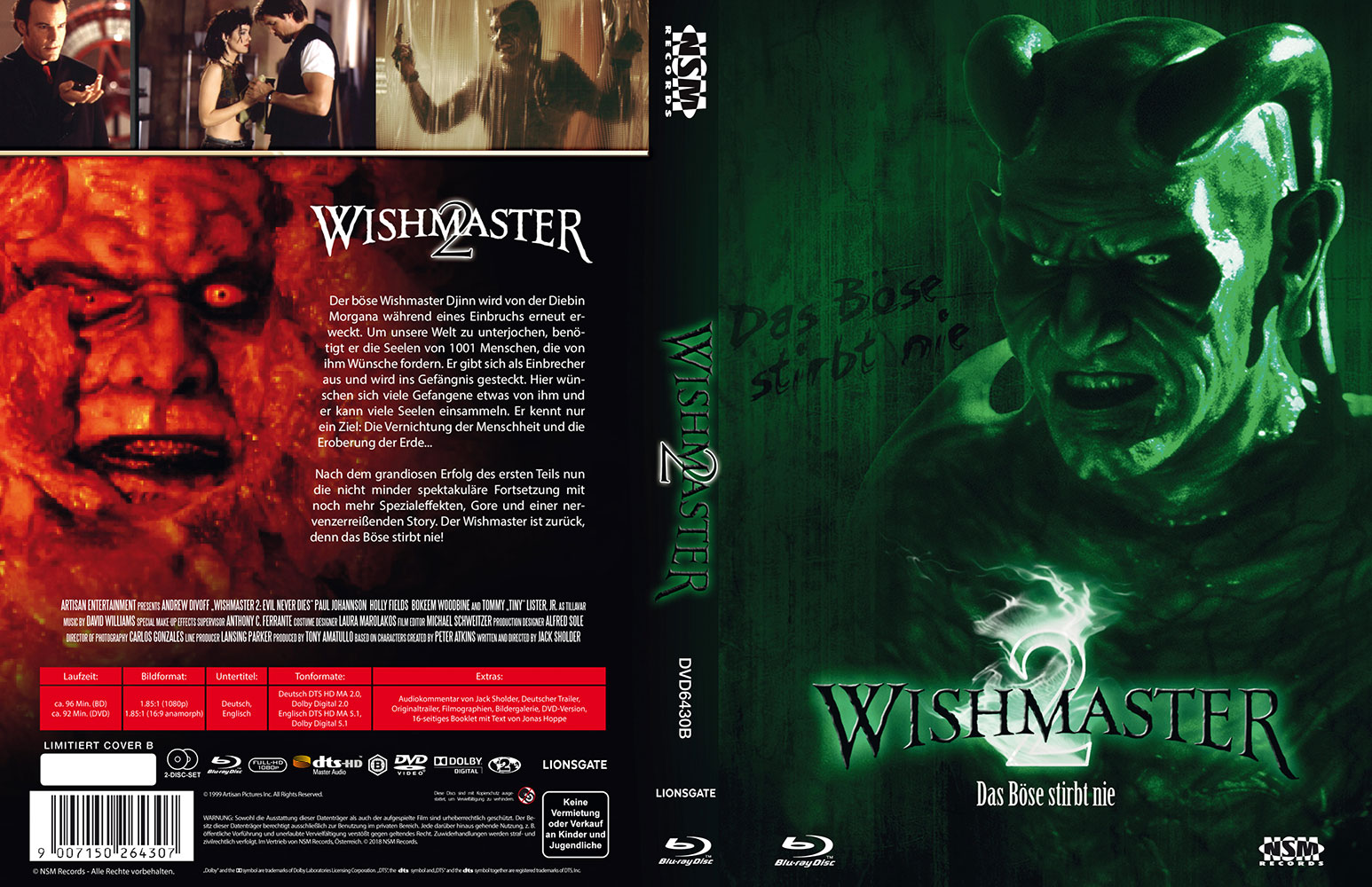 Wishmaster 2 - Das Böse stirbt nie (Blu-Ray+DVD) - Cover B - Mediabook - Limited 750 Edition - Uncut Wishmaster 2 - Das Böse stirbt nie (Blu-Ray+DVD) - Cover B - Mediabook - Limited 750 Edition - Uncut