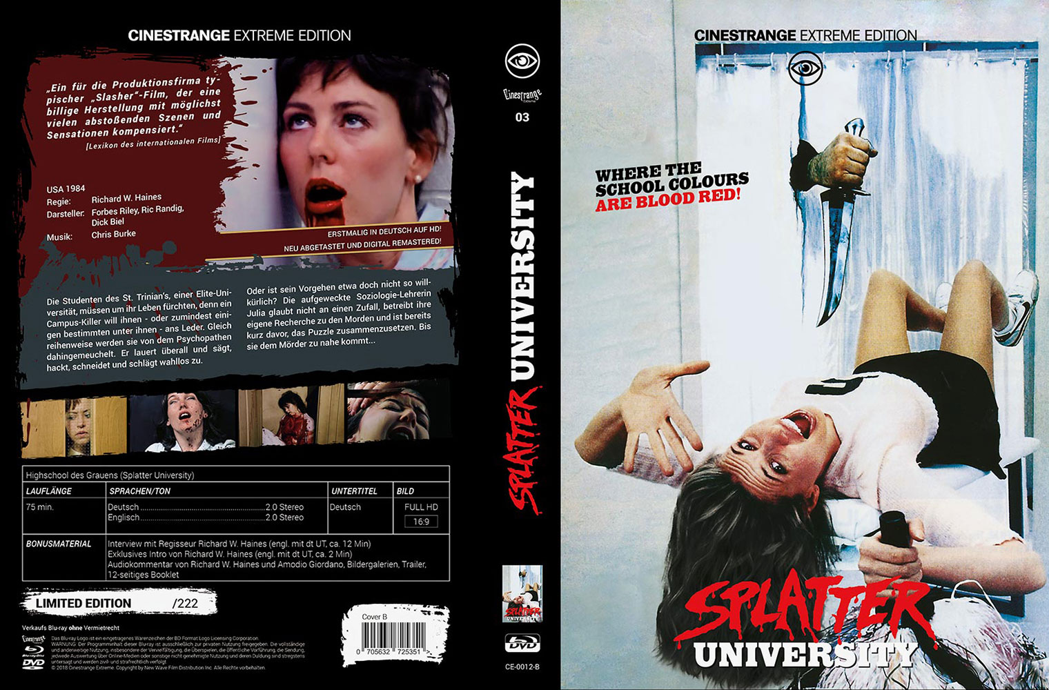 Splatter University (Highschool des Grauens) (Blu-Ray+DVD) - Cover B - Mediabook Limited 222 Edition