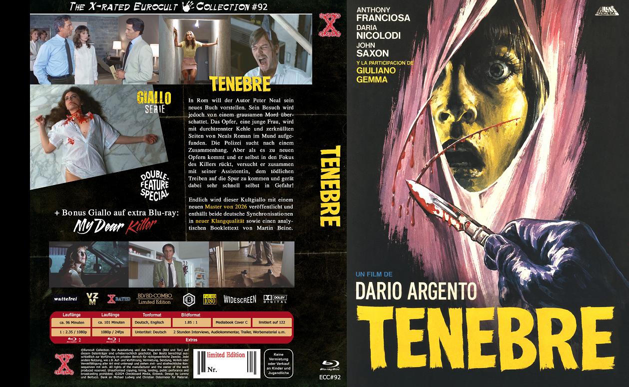 Tenebre (Tenebrae) (Blu-Ray) (2Discs) - Cover C -  Mediabook - Limited 122 Edition + Bonusfilm: My Dear Killer