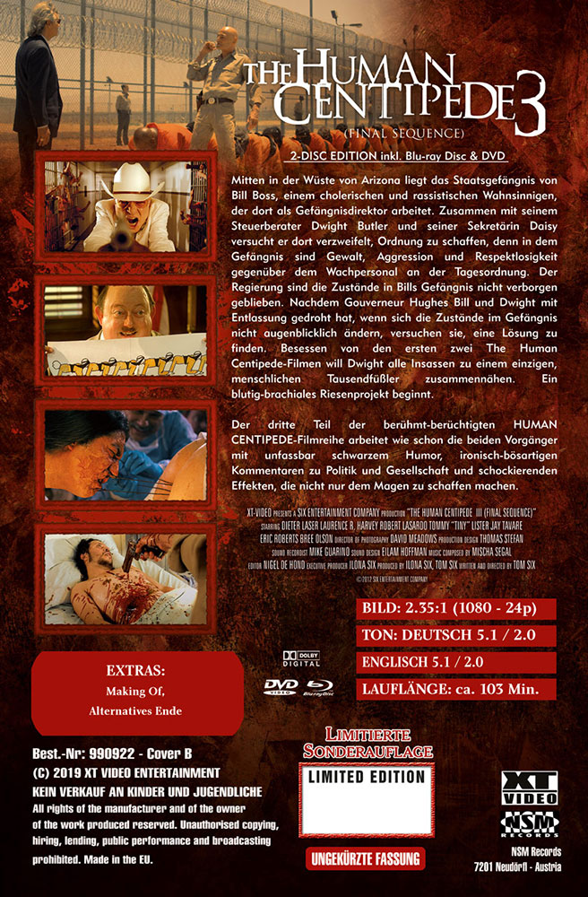 Human Centipede 3 (Blu-Ray+DVD) - Cover B - große Hartbox - Limited 66 Edition