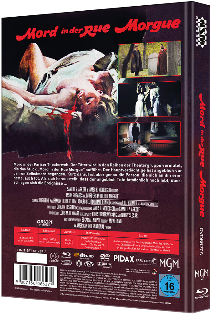 Mord in der Rue Morgue - Cover A - Mediabook (Blu-Ray+DVD) - Limited 111 Edition Mord in der Rue Morgue - Cover A - Mediabook (Blu-Ray+DVD) - Limited 111 Edition