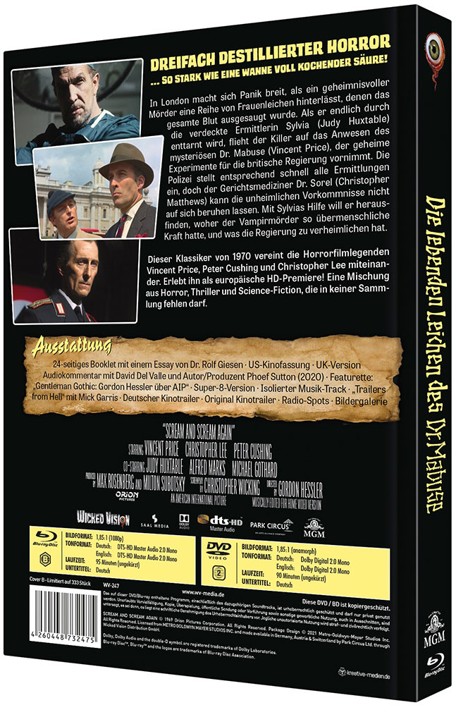 Die lebenden Leichen des Dr. Mabuse (Scream And Scream Again) (Blu-Ray+DVD) - Cover B - Mediabook - Limited 333 Edition Die lebenden Leichen des Dr. Mabuse (Scream And Scream Again) (Blu-Ray+DVD) - Cover B - Mediabook - Limited 333 Edition