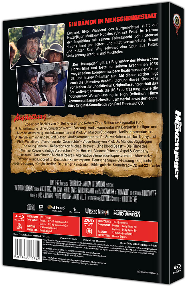 Der Hexenjäger (2Blu-Ray+DVD+CD) - Cover D - Mediabook - Limited 333 Edition - Uncut Der Hexenjäger (2Blu-Ray+DVD+CD) - Cover D - Mediabook - Limited 333 Edition - Uncut