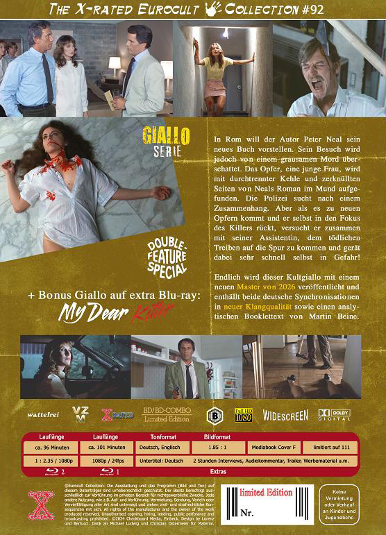 Tenebre (Tenebrae) (Blu-Ray) (2Discs) - Cover F -  Mediabook - Limited 111 Edition + Bonusfilm: My Dear Killer