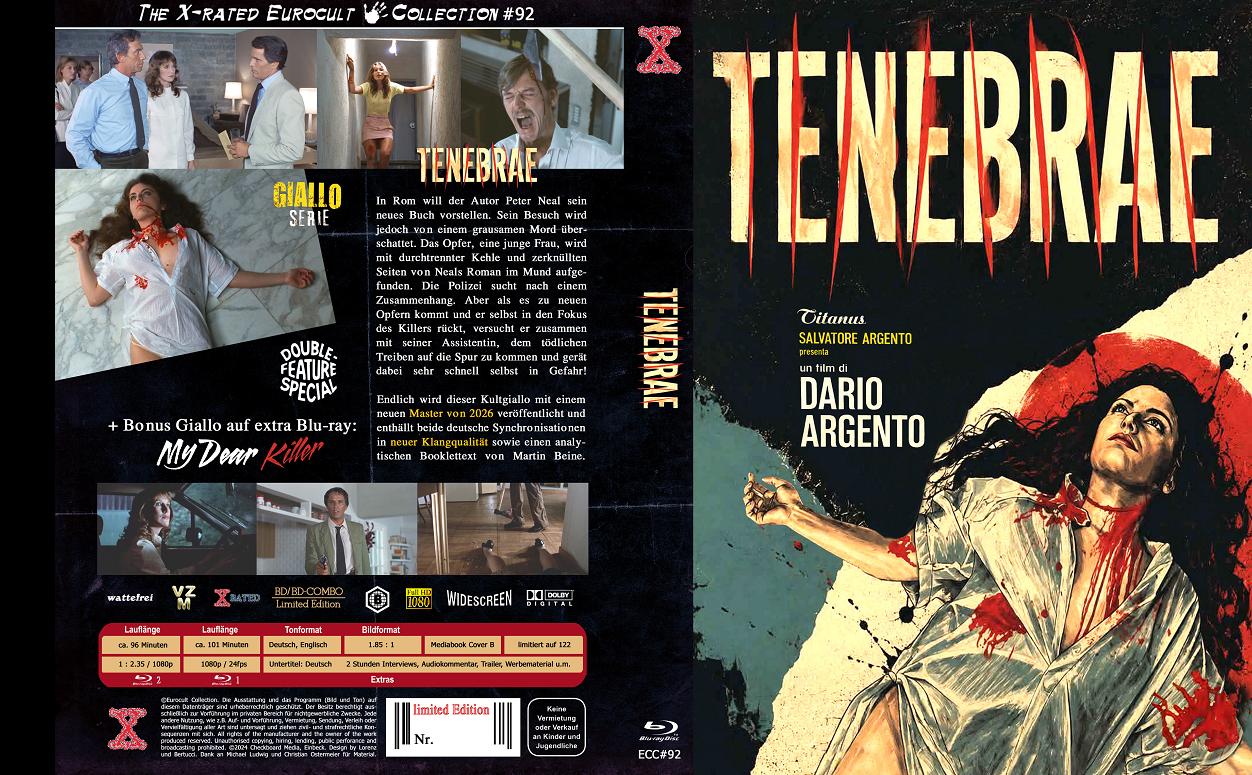 Tenebre (Tenebrae) (Blu-Ray) (2Discs) - Cover B -  Mediabook - Limited 122 Edition + Bonusfilm: My Dear Killer