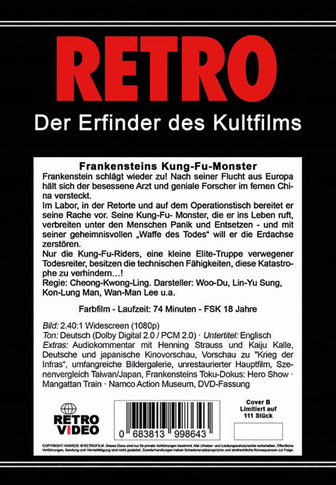 Frankensteins Kung-Fu Monster (Blu-Ray+DVD) - Cover B - Mediabook - Limited 111 Edition