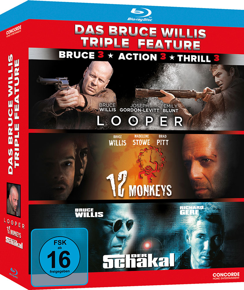 Bruce Willis Triple Feature (Blu-Ray) (3Discs) (Looper, 12 Monkeys & Der Schakal) Bruce Willis Triple Feature (Blu-Ray) (3Discs) (Looper, 12 Monkeys & Der Schakal)