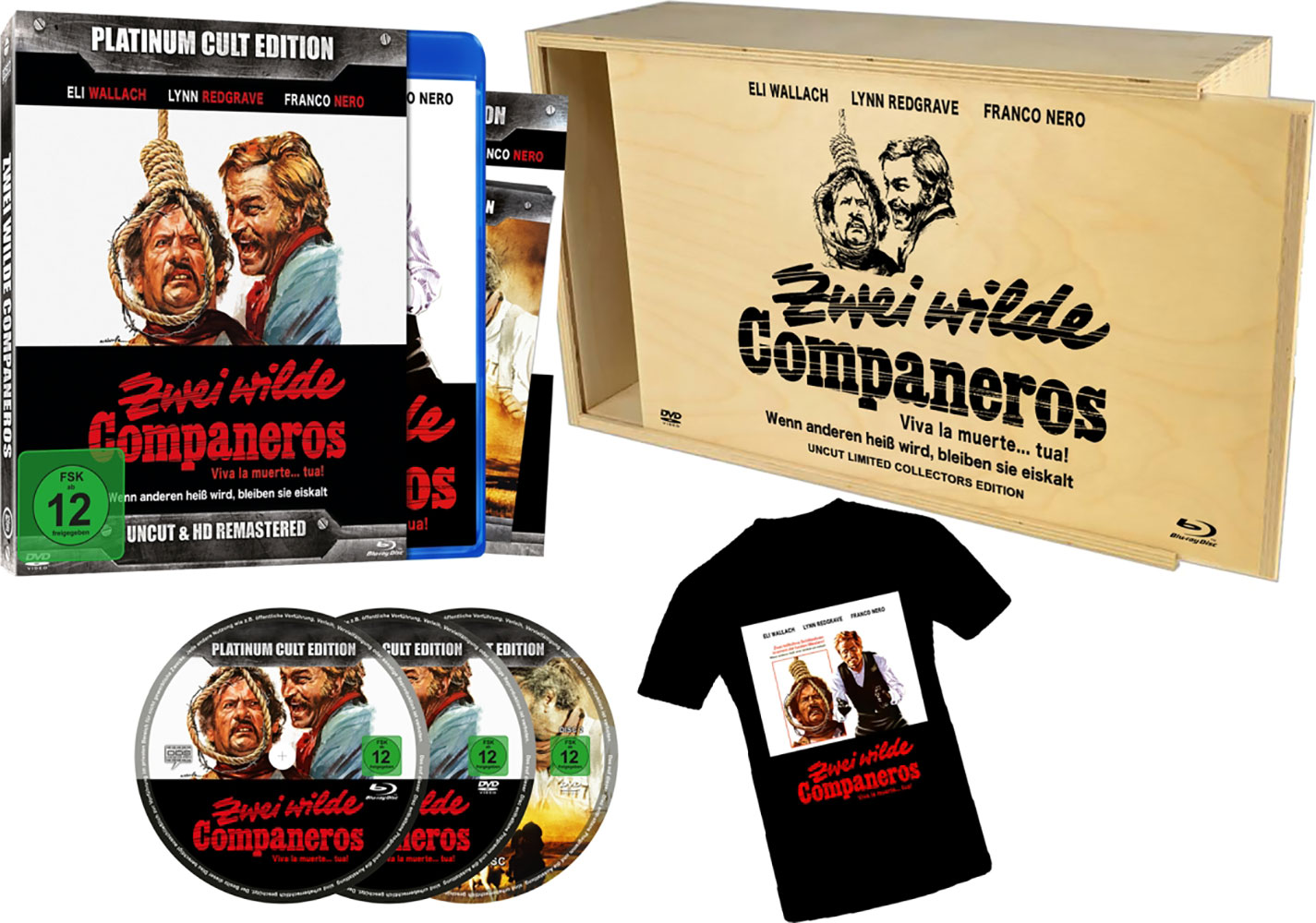 Zwei wilde Companeros (Blu-Ray) (3Discs) - Holzbox + T-Shirt - Limited 333 Edition