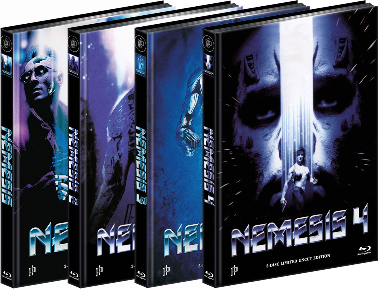 Nemesis 1-4 - Die komplette Saga (4Blu-Ray+7DVD) (11 Discs) - Mediabook Bundle - Limited 50 Edition - Uncut Nemesis 1-4 - Die komplette Saga (4Blu-Ray+7DVD) (11 Discs) - Mediabook Bundle - Limited 50 Edition - Uncut