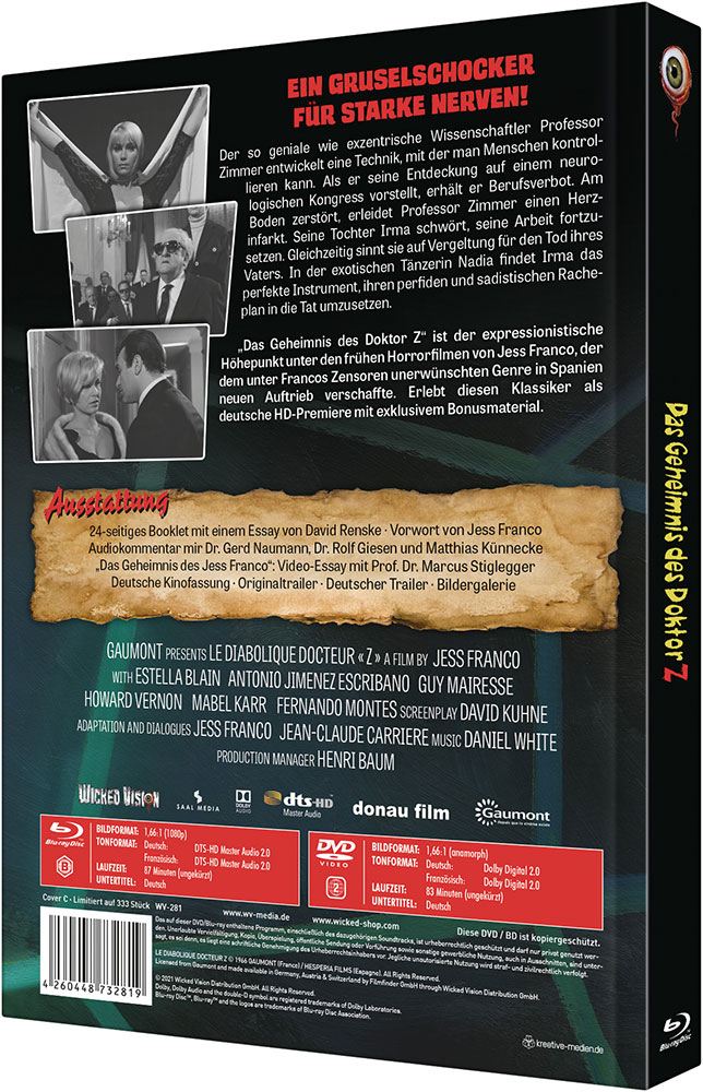 Das Geheimnis des Dr. Z - Cover C - Mediabook (Blu-Ray+DVD) - Limited 333 Edition - Jess Franco Das Geheimnis des Dr. Z - Cover C - Mediabook (Blu-Ray+DVD) - Limited 333 Edition - Jess Franco