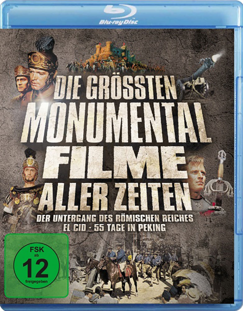 Die größten Monumentalfilme aller Zeiten (Blu-Ray) (3Discs) (Der Untergang des römischen Reiches, El Cid & 55 Tage in Peking)