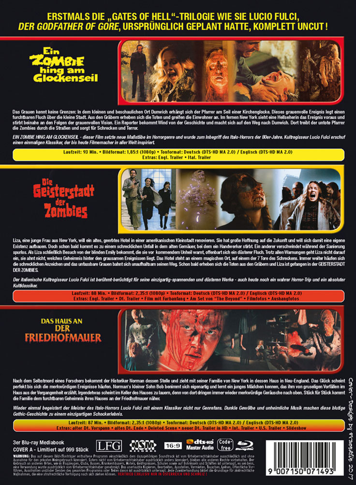 Lucio Fulcis Gates Of Hell Trilogie (Blu-Ray) (3Discs) - Cover A - Mediabook - Limited 999 Edition - Uncut Lucio Fulcis Gates Of Hell Trilogie (Blu-Ray) (3Discs) - Cover A - Mediabook - Limited 999 Edition - Uncut